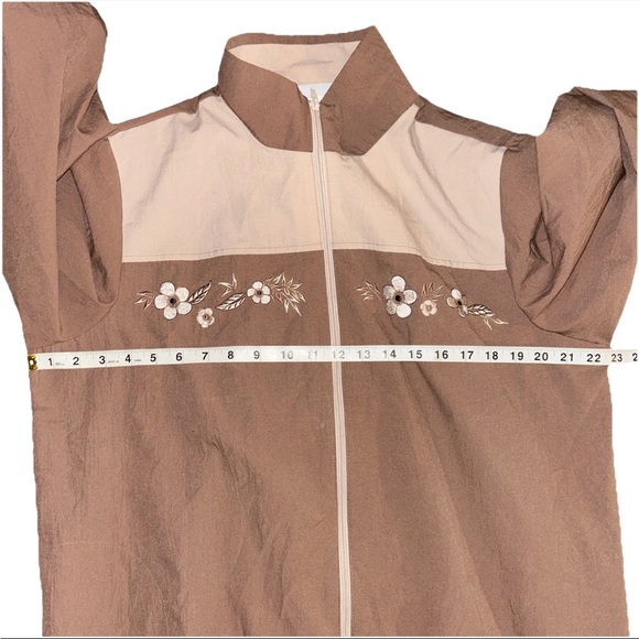Vintage Blair Track Suit Women L Brown  Windbreaker Set embroidered flowers - Picture 2 of 7